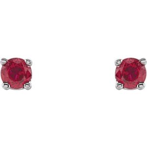 14K White Gold 2.5 mm Natural Ruby Earrings – image 2