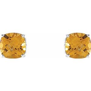 Sterling Silver 6x6 mm Cushion Natural Citrine Earrings – image 2