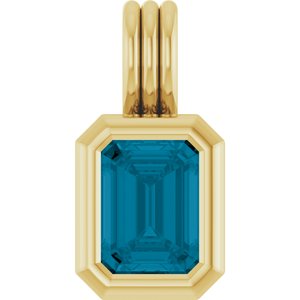 14K Yellow Gold Natural London Blue Topaz Pendant