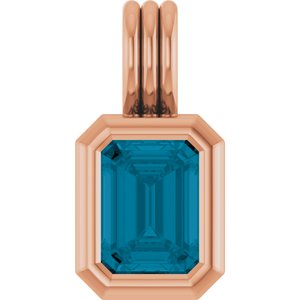 14K Rose Gold Natural London Blue Topaz Pendant