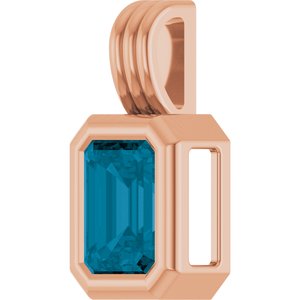 14K Rose Gold Natural London Blue Topaz Pendant