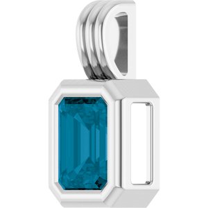 Platinum Natural London Blue Topaz Pendant