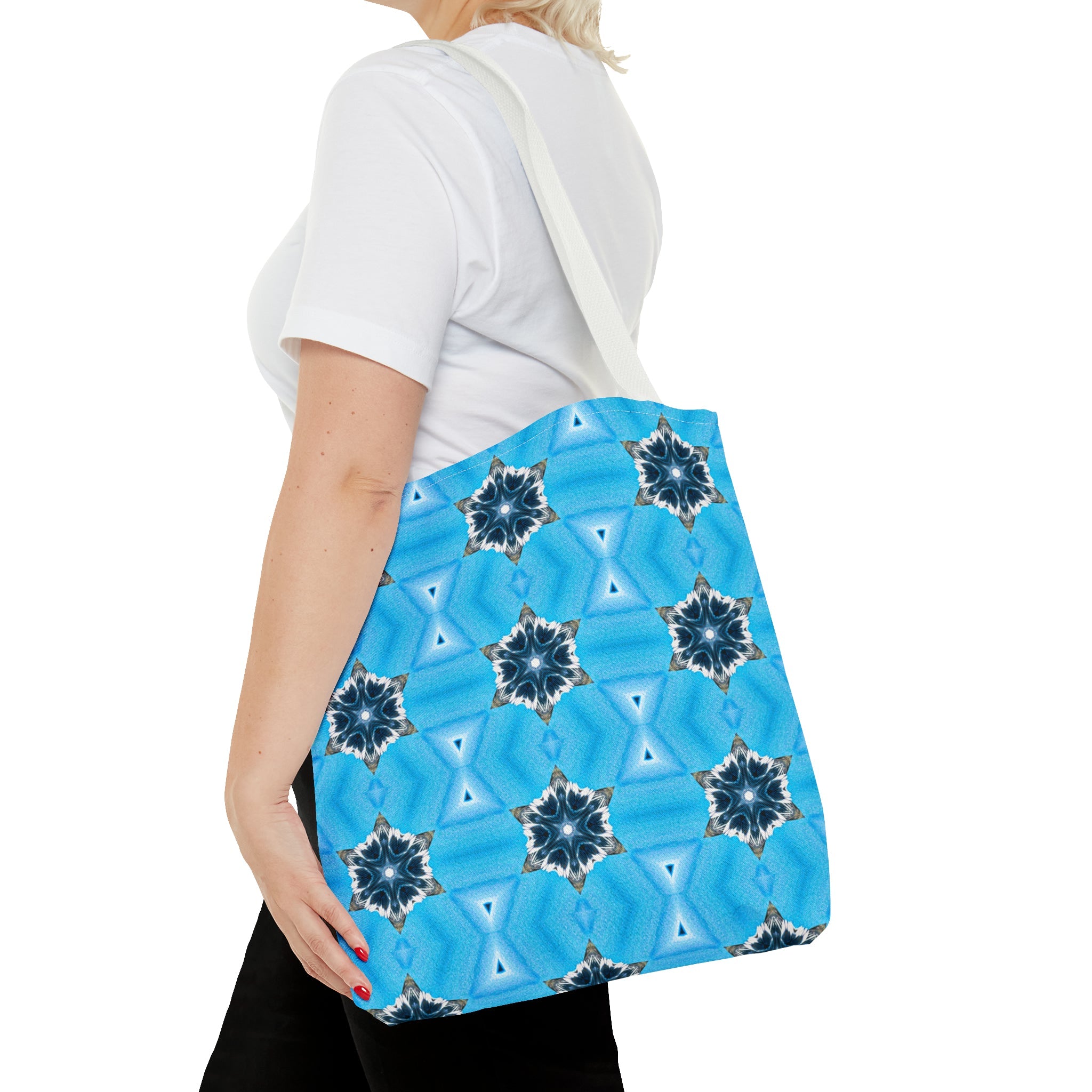 Blue Diamond Pattern Printed Tote Bag