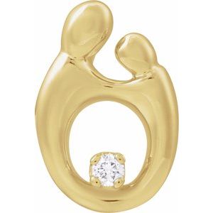 14K Yellow Gold .03 CT Natural Diamond Mother and Child® Slide Pendant
