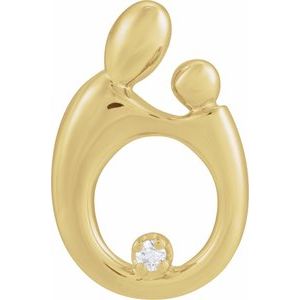 14K Yellow Gold .05 CT Natural Diamond Mother and Child® Slide Pendant