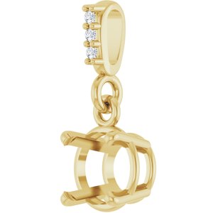 14K Yellow Gold 6 mm Round .01 Natural Diamond Semi-Set Pendant