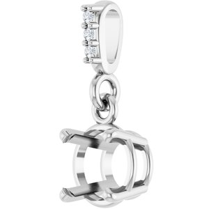 Sterling Silver 6 mm Round .01 Natural Diamond Semi-Set Pendant