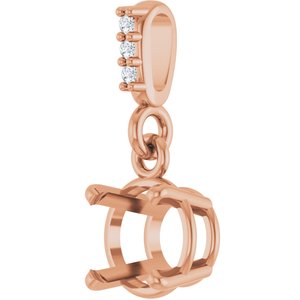 14K Rose Gold 6 mm Round .01 Natural Diamond Semi-Set Pendant