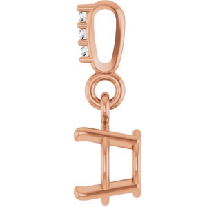 14K Rose Gold 6 mm Round .01 Natural Diamond Semi-Set Pendant