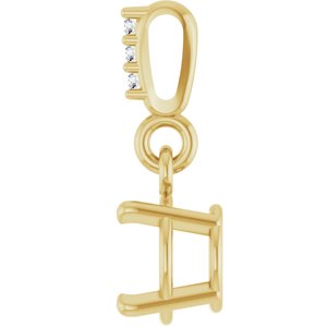 14K Yellow Gold 6 mm Round .01 Natural Diamond Semi-Set Pendant