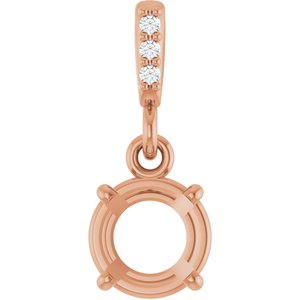 14K Rose Gold 6 mm Round .01 Natural Diamond Semi-Set Pendant