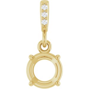 14K Yellow Gold 6 mm Round .01 Natural Diamond Semi-Set Pendant