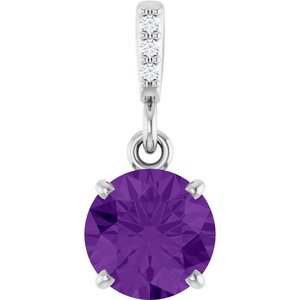 14K White Gold Natural Amethyst & .01 CTW Natural Diamond Pendant