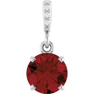 Sterling Silver Natural Mozambique Garnet & .01 CTW Natural Diamond Pendant
