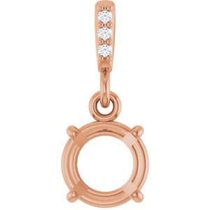 14K Rose Gold 6.5 mm Round .01 Natural Diamond Semi-Set Pendant