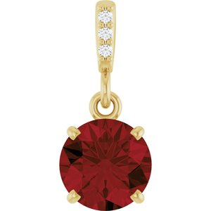 14K Yellow Gold Natural Mozambique Garnet & .01 CTW Natural Diamond Pendant