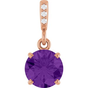 14K Rose Gold Natural Amethyst & .01 CTW Natural Diamond Pendant