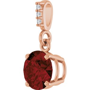 14K Rose Gold Natural Mozambique Garnet & .01 CTW Natural Diamond Pendant