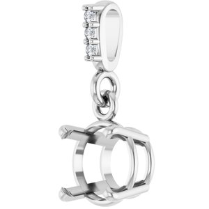14K White Gold 6.5 mm Round .01 Natural Diamond Semi-Set Pendant