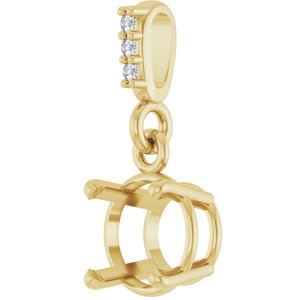 14K Yellow Gold 6.5 mm Round .01 Natural Diamond Semi-Set Pendant