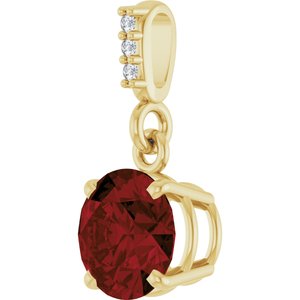 14K Yellow Gold Natural Mozambique Garnet & .01 CTW Natural Diamond Pendant
