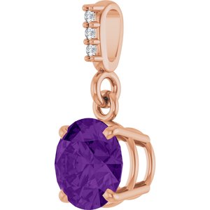 14K Rose Gold Natural Amethyst & .01 CTW Natural Diamond Pendant