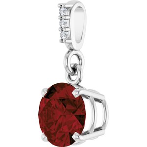 Sterling Silver Natural Mozambique Garnet & .01 CTW Natural Diamond Pendant