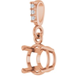 14K Rose Gold 6.5 mm Round .01 Natural Diamond Semi-Set Pendant