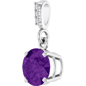 Platinum Natural Amethyst & .01 CTW Natural Diamond Pendant