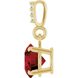 14K Yellow Gold Natural Mozambique Garnet & .01 CTW Natural Diamond Pendant