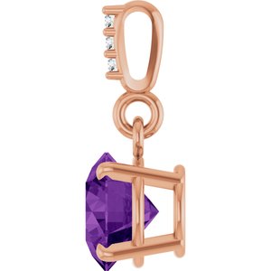 14K Rose Gold Natural Amethyst & .01 CTW Natural Diamond Pendant