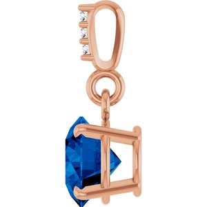 14K Rose Gold Lab-Grown Blue Sapphire & .01 CTW Natural Diamond Pendant