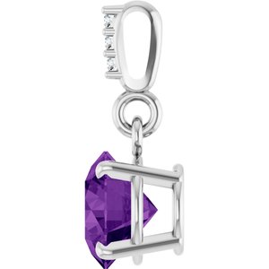 Sterling Silver Natural Amethyst & .01 CTW Natural Diamond Pendant