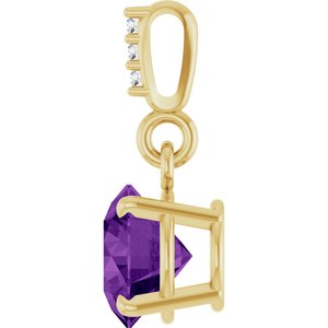 14K Yellow Gold Natural Amethyst & .01 CTW Natural Diamond Pendant