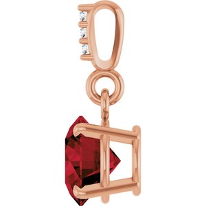 14K Rose Gold Natural Mozambique Garnet & .01 CTW Natural Diamond Pendant