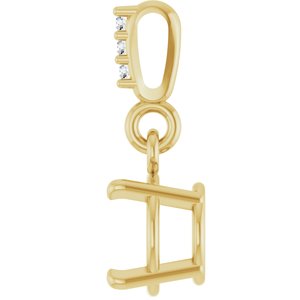 14K Yellow Gold 6.5 mm Round .01 Natural Diamond Semi-Set Pendant