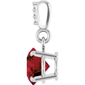 14K White Gold Natural Mozambique Garnet & .01 CTW Natural Diamond Pendant