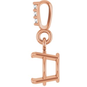 14K Rose Gold 6.5 mm Round .01 Natural Diamond Semi-Set Pendant