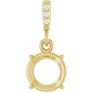 14K Yellow Gold 7 mm Round .01 Natural Diamond Semi-Set Pendant