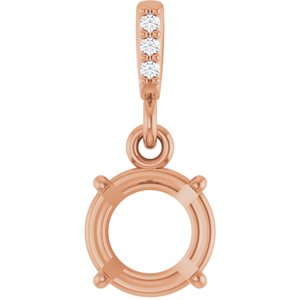 14K Rose Gold 7 mm Round .01 Natural Diamond Semi-Set Pendant