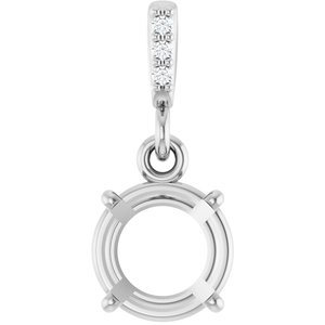Sterling Silver 7 mm Round .01 Natural Diamond Semi-Set Pendant
