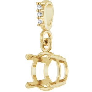 14K Yellow Gold 7 mm Round .01 Natural Diamond Semi-Set Pendant