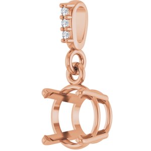 14K Rose Gold 7 mm Round .01 Natural Diamond Semi-Set Pendant