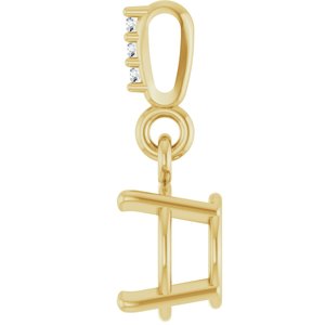 14K Yellow Gold 7 mm Round .01 Natural Diamond Semi-Set Pendant
