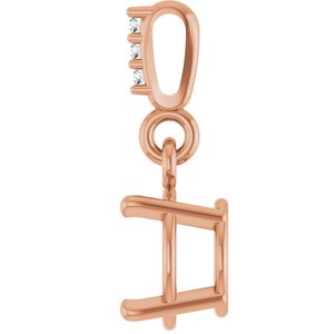 14K Rose Gold 7 mm Round .01 Natural Diamond Semi-Set Pendant
