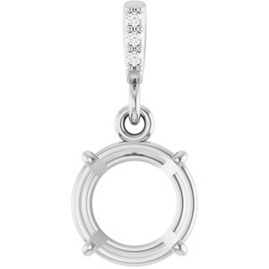 Platinum 8 mm Round .01 Natural Diamond Semi-Set Pendant