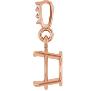 14K Rose Gold 8 mm Round .01 Natural Diamond Semi-Set Pendant