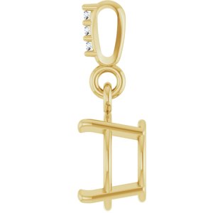 14K Yellow Gold 8 mm Round .01 Natural Diamond Semi-Set Pendant