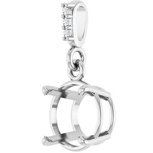 Sterling Silver 8 mm Round .01 Natural Diamond Semi-Set Pendant
