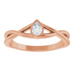 14K Rose Gold 1/6 CT Natural Diamond Solitaire Ring